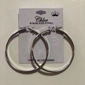 Silver medium hoop